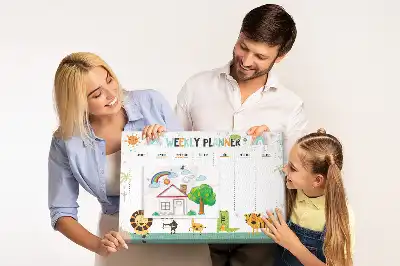 Korková nástenka týždenný plánovač so zvieracím motívom