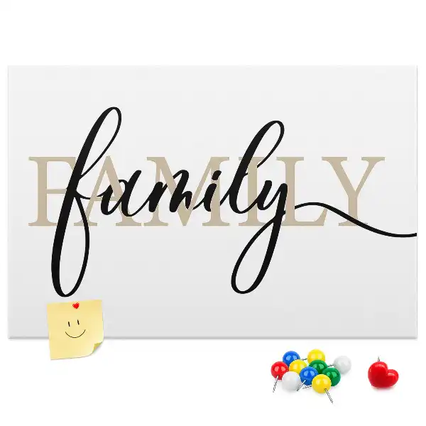 Korková nástenka s nápisom Family