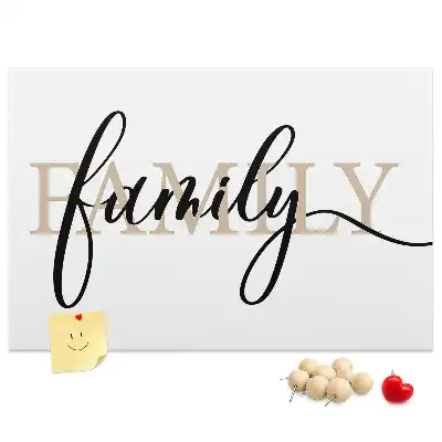 Korková nástenka s nápisom Family