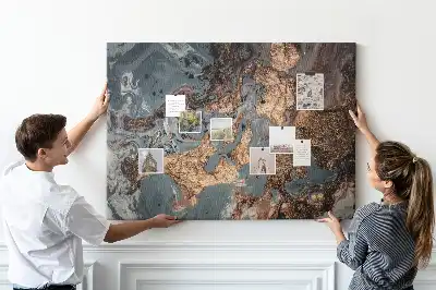 Korková nástenka s dekoratívnym motívom žilkovaného kameňa