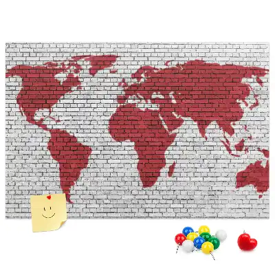 Korková nástenka Tehlový múr s mapou