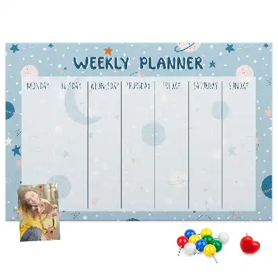 Nástenný týždenný plánovač pre deti s motívom vesmíru