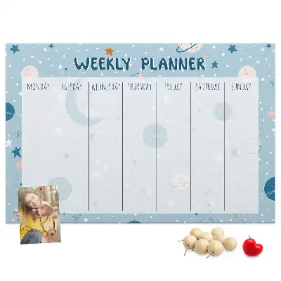 Nástenný týždenný plánovač pre deti s motívom vesmíru