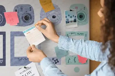 Korková nástenka s rámikmi na fotografie typu Polaroid