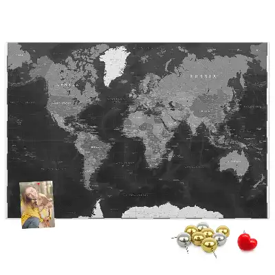 Korková nástenka Elegantný glóbus v čiernej farbe