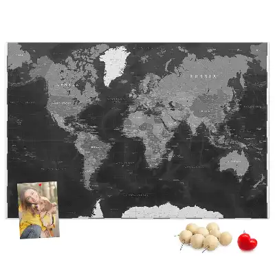 Korková nástenka Elegantný glóbus v čiernej farbe