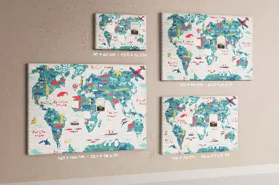 Korková nástenka s obrázkovou mapou sveta