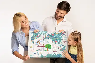 Korková nástenka s obrázkovou mapou sveta