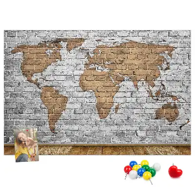 Korková nástenka Mapa sveta s tehlovým vzorom