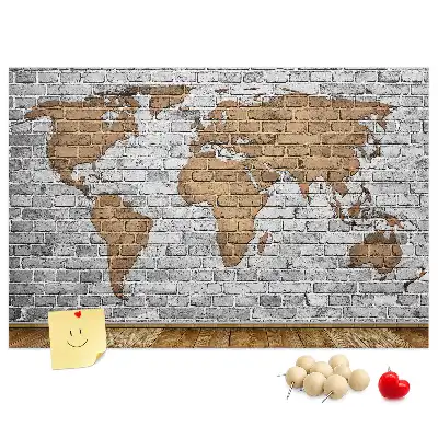 Korková nástenka Mapa sveta s tehlovým vzorom
