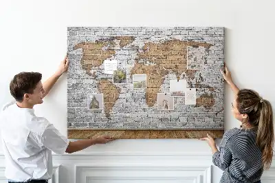 Korková nástenka Mapa sveta s tehlovým vzorom