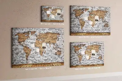 Korková nástenka Mapa sveta s tehlovým vzorom