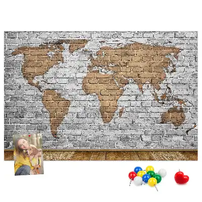 Korková nástenka Mapa sveta s tehlovým vzorom