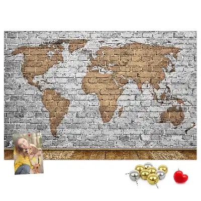 Korková nástenka Mapa sveta s tehlovým vzorom