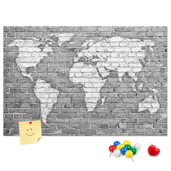 Nástenka do detskej izby Mapa sveta na tehlách