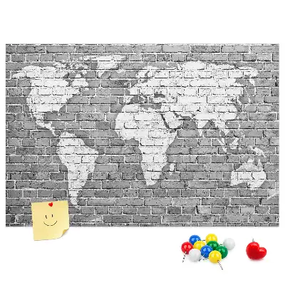 Nástenka do detskej izby Mapa sveta na tehlách
