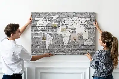 Nástenka do detskej izby Mapa sveta na tehlách