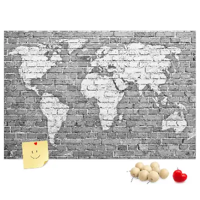 Nástenka do detskej izby Mapa sveta na tehlách
