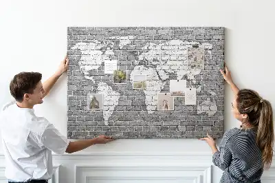Nástenka do detskej izby Mapa sveta na tehlách