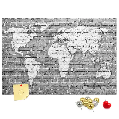 Nástenka do detskej izby Mapa sveta na tehlách