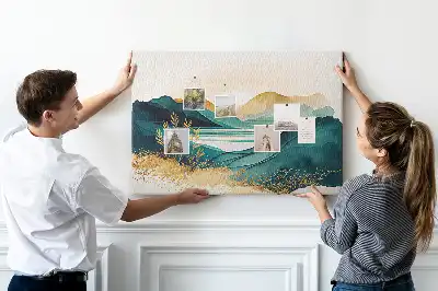 Korková nástenka s motívom horskej panorámy
