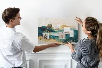 Korková nástenka s motívom horskej panorámy