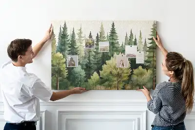 Korková nástenka s motívom lesnej krajiny