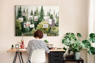 Korková nástenka s motívom lesnej krajiny