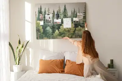 Korková nástenka s motívom lesnej krajiny