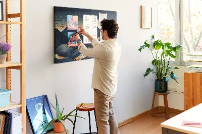 Korková nástenka s motívom krajiny pri západe slnka