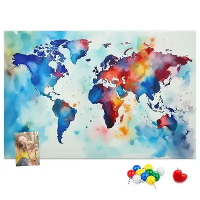 Korková nástenka Maľovaná mapa