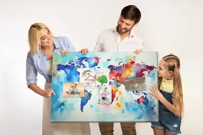 Korková nástenka Maľovaná mapa