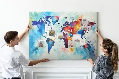 Korková nástenka Maľovaná mapa