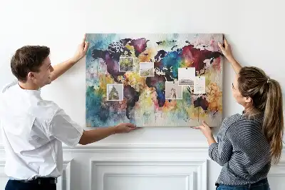Korková nástenka Akvarelová mapa