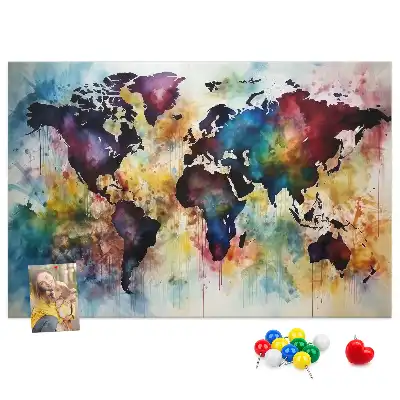 Korková nástenka Akvarelová mapa