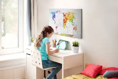 Korková nástenka s motívom pastelovej maliarskej mapy