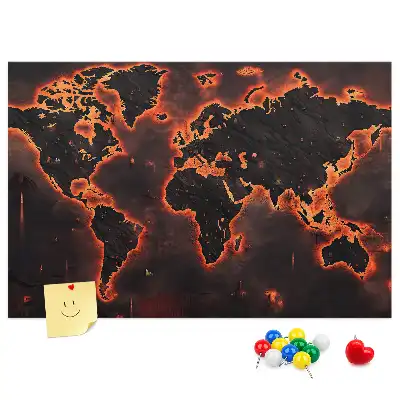 Korková nástenka Moderná mapa pevnín
