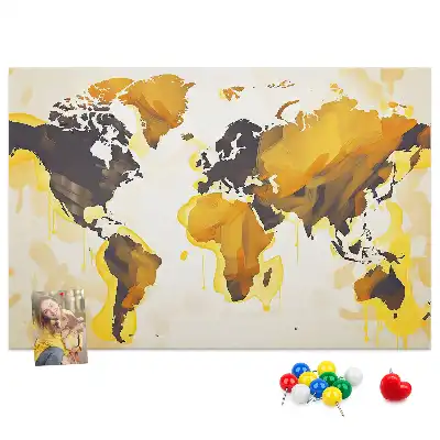 Korková nástenka s abstraktnou mapou sveta