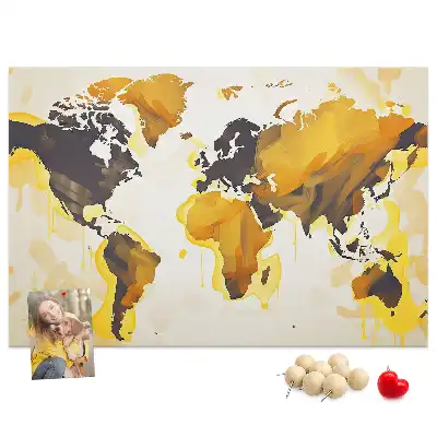 Korková nástenka s abstraktnou mapou sveta