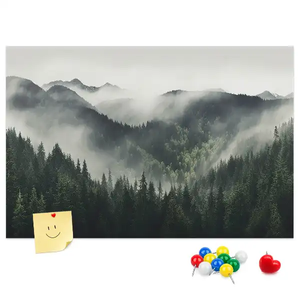 Korková nástenka s motívom lesnej krajiny