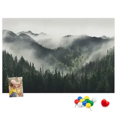 Korková nástenka s motívom lesnej krajiny