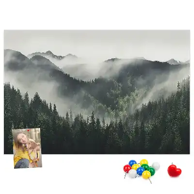 Korková nástenka s motívom lesnej krajiny