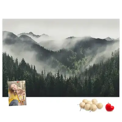 Korková nástenka s motívom lesnej krajiny