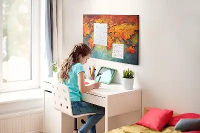 Dekoratívna korková nástenka v tvare mapy sveta