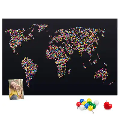Nástenka do detskej izby Mapa sveta z bodiek