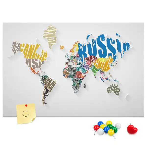 Korková nástenka Geografia z písmen a slov
