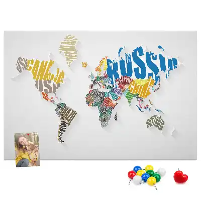 Korková nástenka Geografia z písmen a slov
