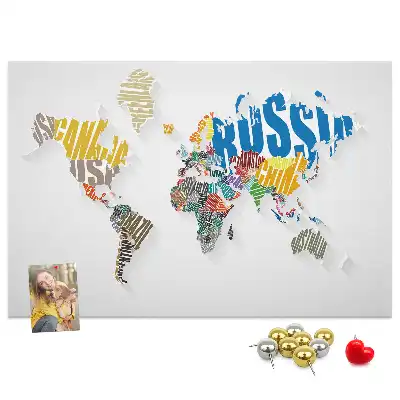 Korková nástenka Geografia z písmen a slov