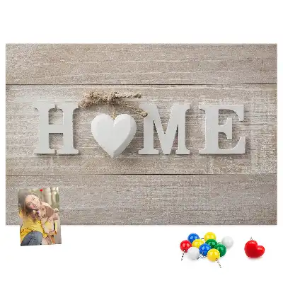Korková nástenka na stenu s nápisom Home