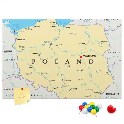 Nástenka do detskej izby s politickou mapou Poľska